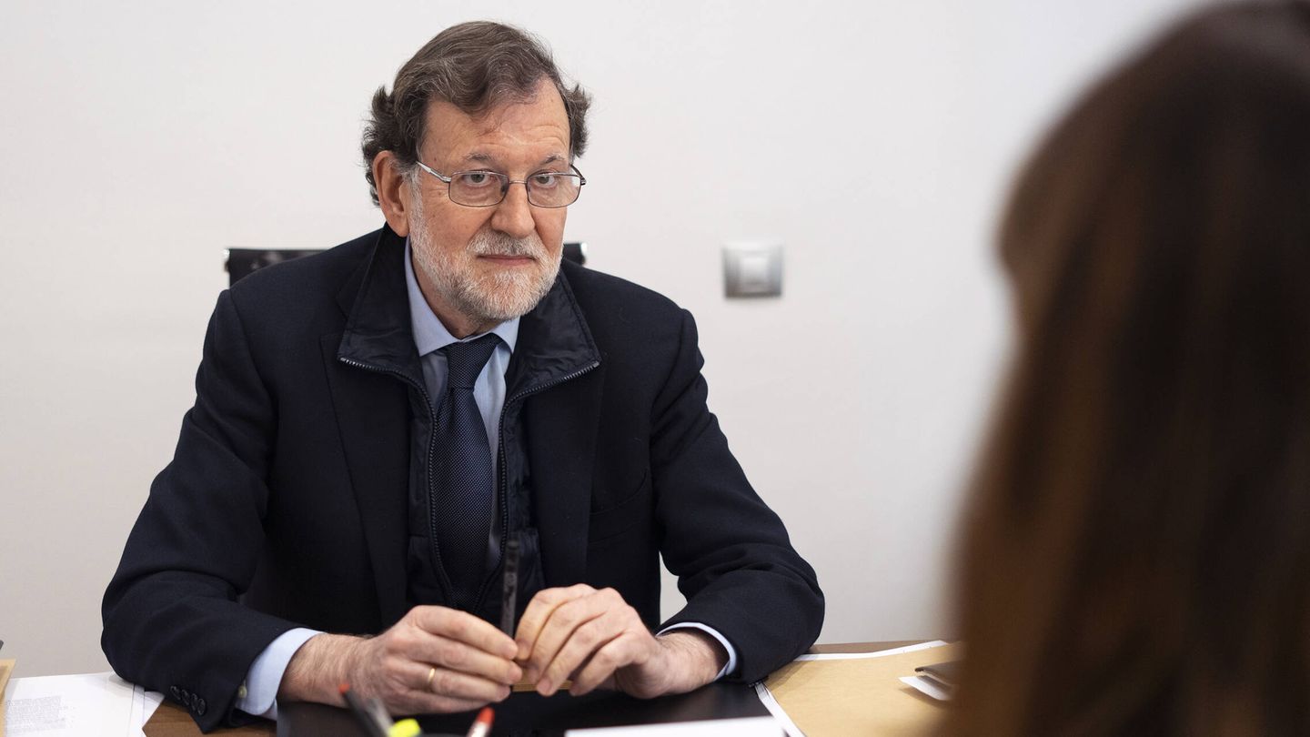 El expresidente del Gobierno, Mariano Rajoy, durante la entrevista con EC. (A.B.)