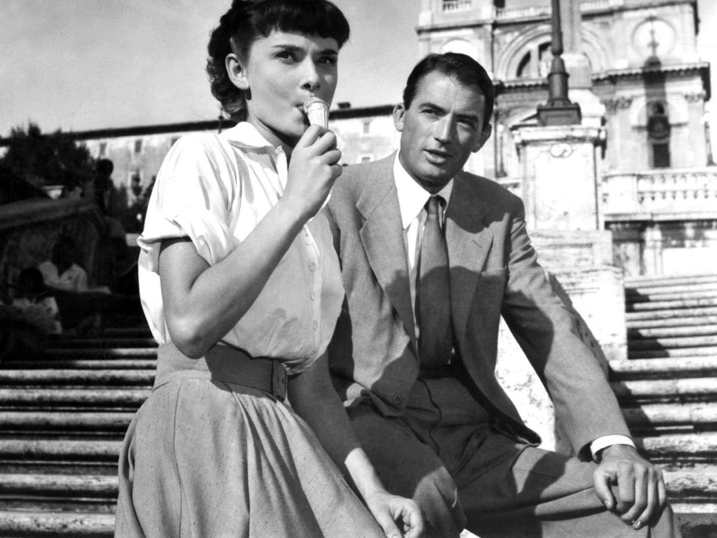 Audrey Hepburn y Gregory Peck, en 'Vacaciones en Roma', de 1953 (Cordon Press)