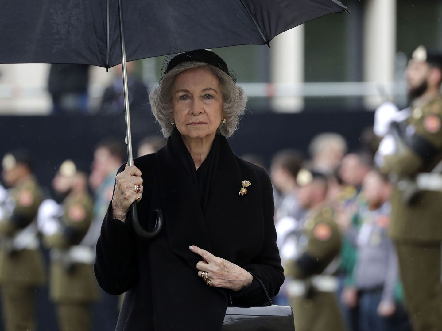 La reina Sofía llega al funeral de Jean de Luxembourg. (EFE)
