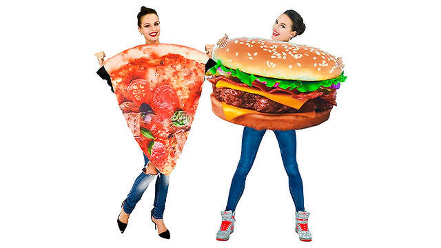 Disfraces de pizza y hamburguesa