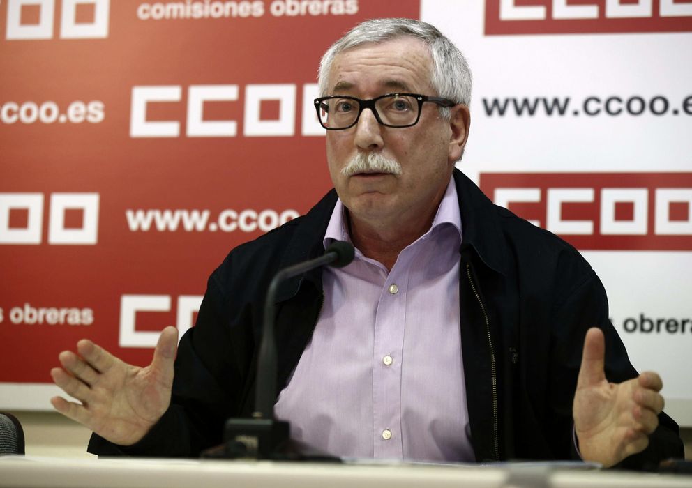 Foto: El secretario general de CCOO, Ignacio Fernández Toxo, durante la rueda de prensa. (EFE)