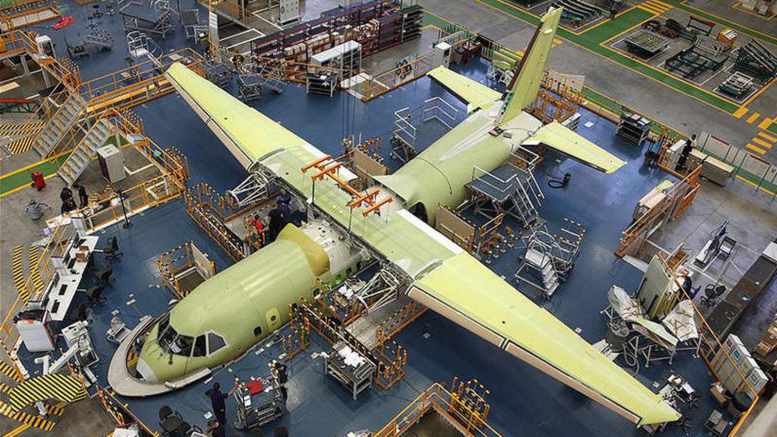 Foto: Final de la cadena de montaje de la fábrica de Airbus en Sevilla. (Foto: Airbus)