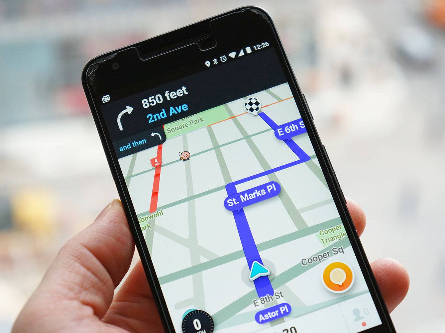 La 'app' Waze, propiedad de Google, en funcionamiento. 