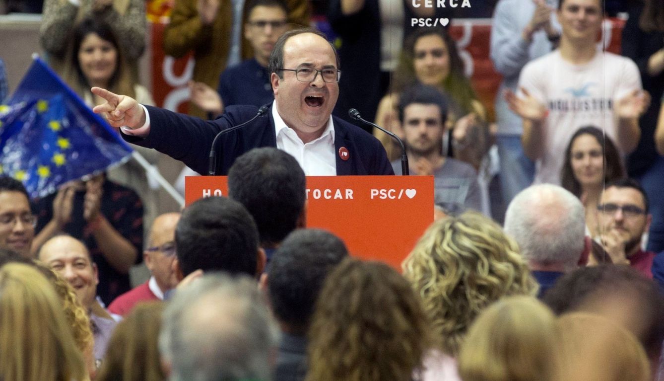El primer secretario del PSC, Miquel Iceta, en el acto electoral central de los socialistas catalanes. (EFE)