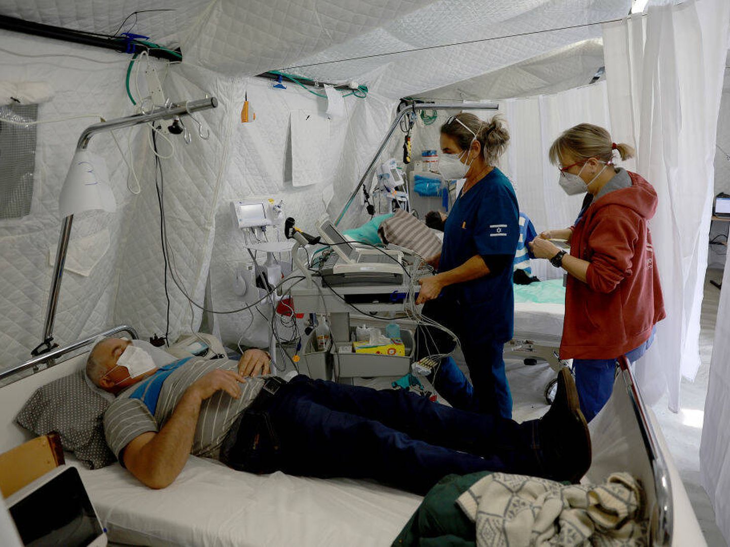 Un hospital israelí de campaña en Mostyska, al oeste de Ucrania. (Joe Raedle/Getty Images)