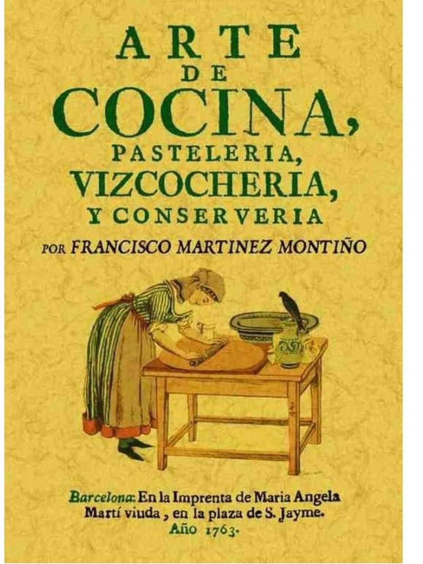 Portada de 'Arte de cocina, pastelería, bizcochería y conservería', de Francisco Martínez Motiño.