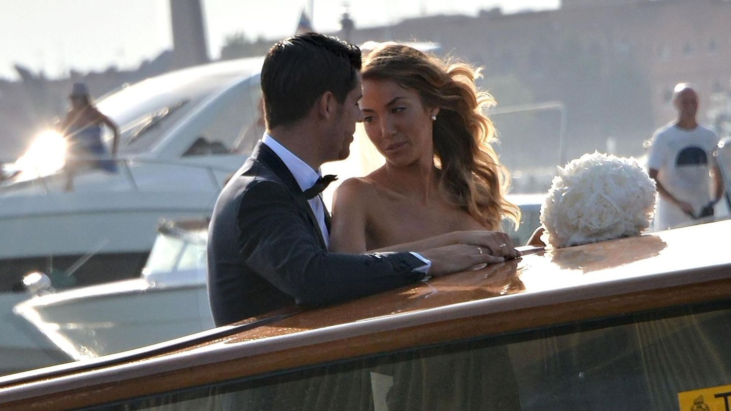 Álvaro Morata y Alice Campello durante su boda en Venecia, en 2017. (EFE)