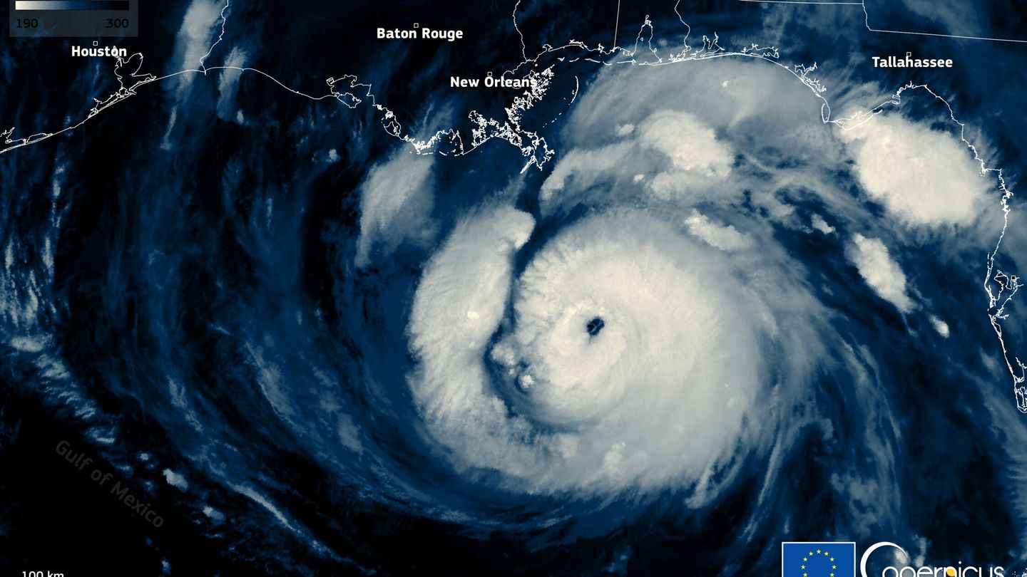 El huracán Ida fotografiado por el programa COPERNICUS. Foto: Unión Europea/Copernicus Sentinel-3/Reuters