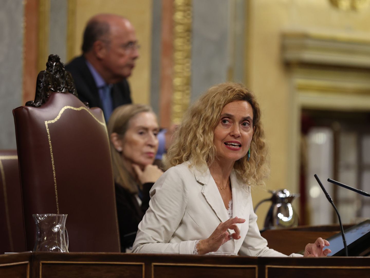 La presidenta del Congreso, Meritxell Batet, durante el pleno del jueves. (EFE/Kiko Huesca)