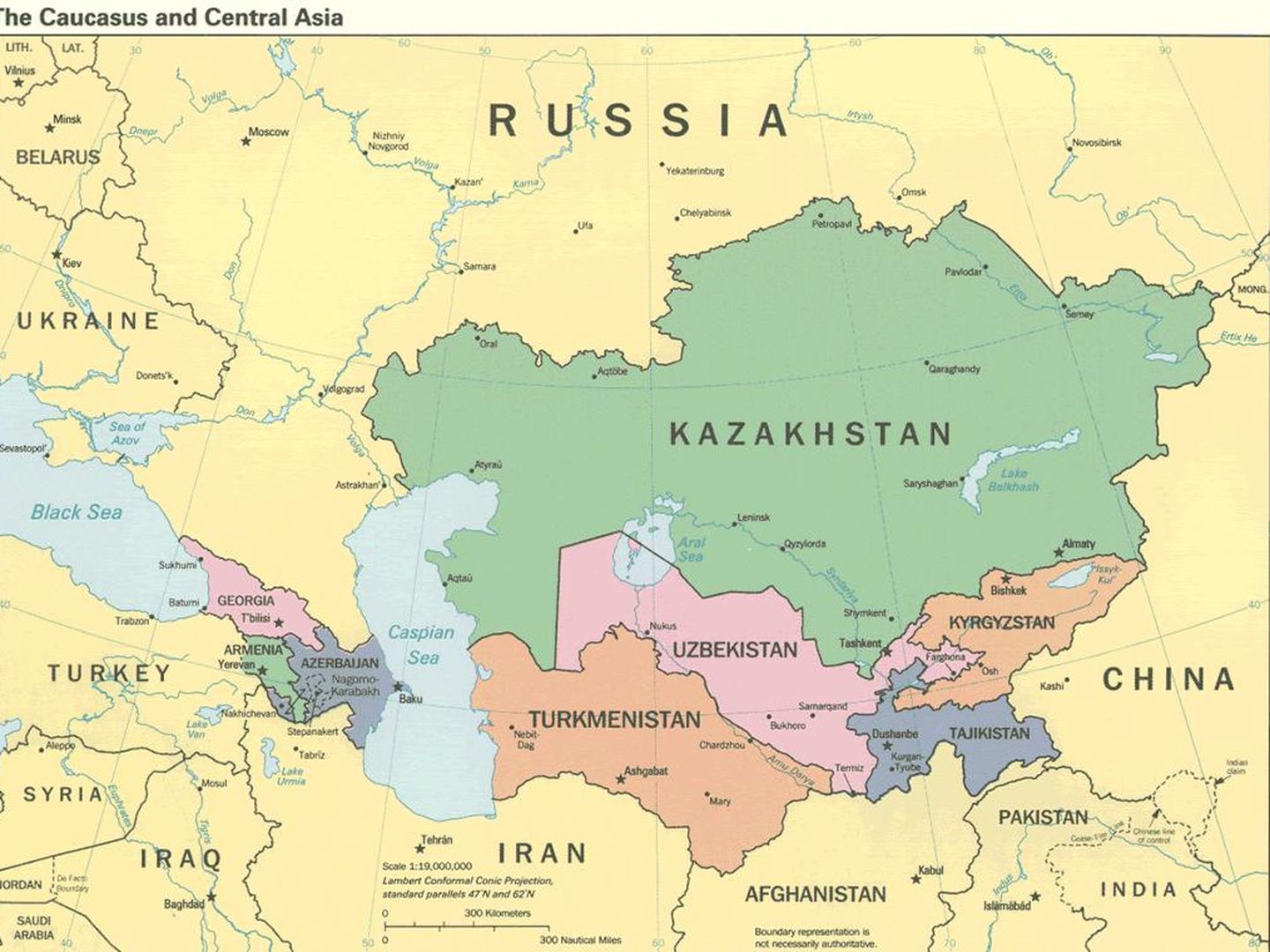 Mapa de Asia Central.