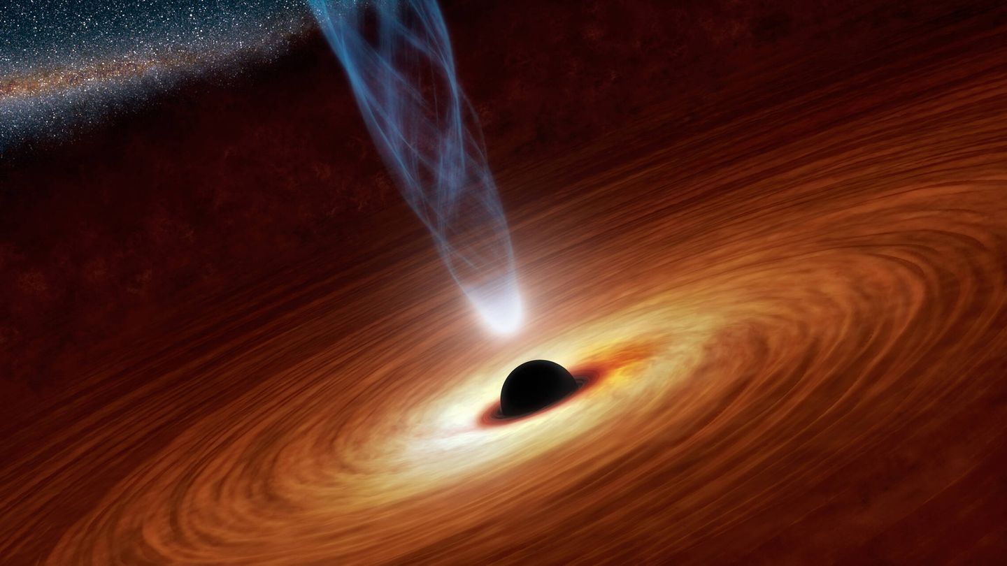 Ilustración de un agujero negro supermasivo. (NASA/JPL-Caltech)