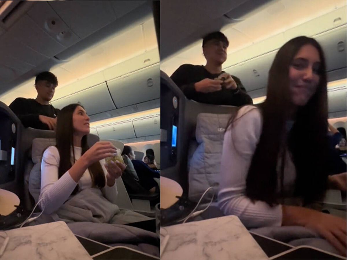 Foto: Intentan tomarse las uvas en un avión durante un vuelo, pero la azafata frustra la tradición (TikTok: @rocioaggv)