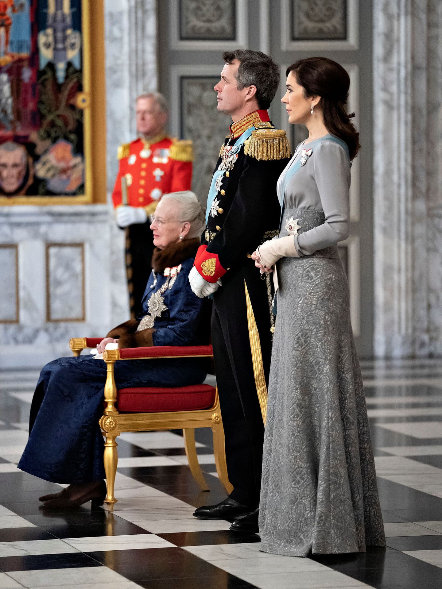 La princesa Mary, Federico y Margarita, en una recepción de Año Nuevo. (Reuters/Keld Navntoft)