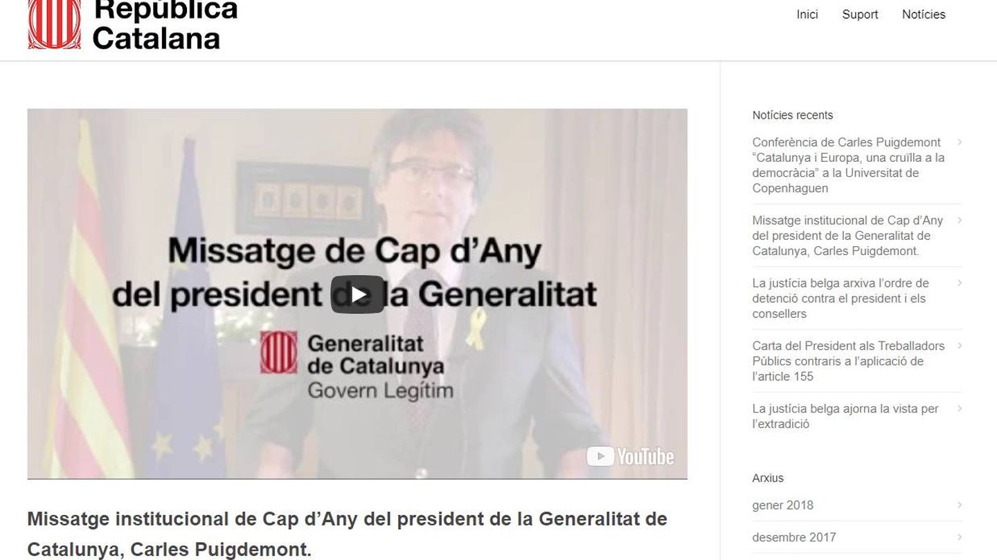 Web del Consell de la República en la que aparece el logo de la Generalitat.