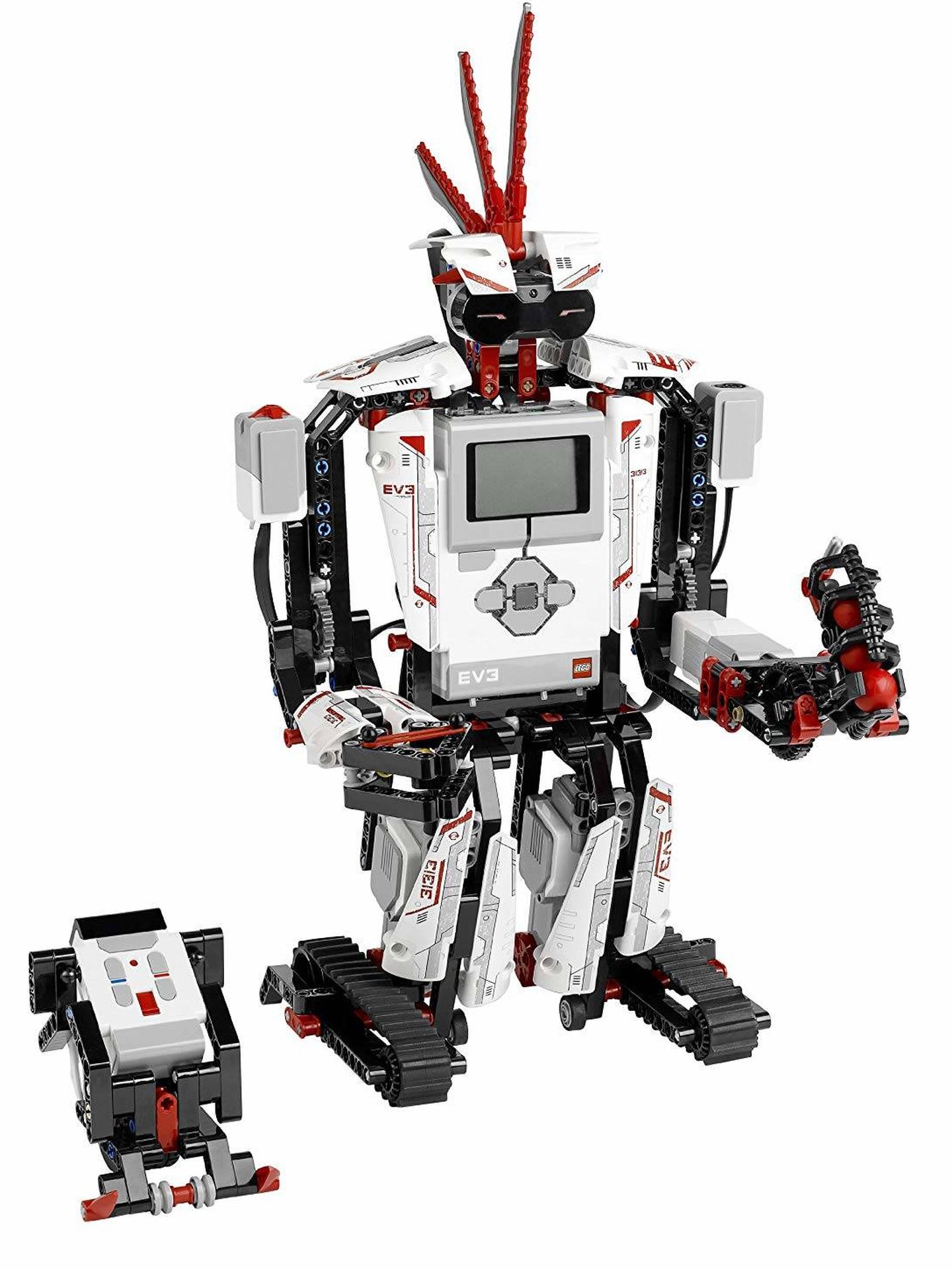 Un robot construido con piezas de Lego. En el centro, el ‘ladrillo’ EV3. (Imagen: Amazon)