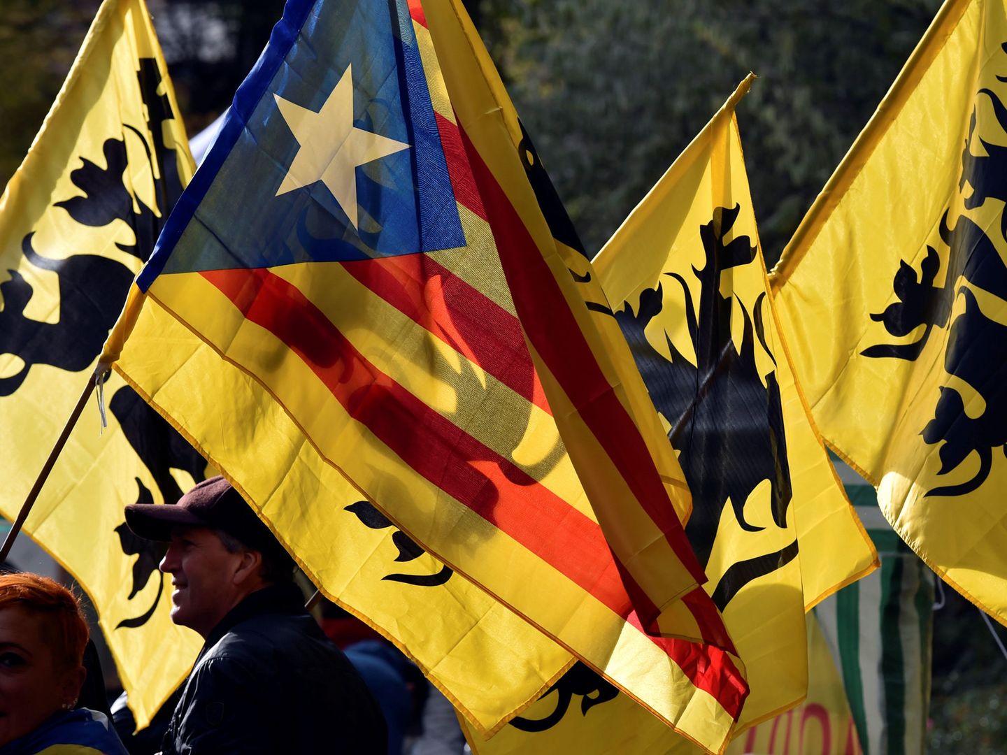 Manifestación a favor de Puigdemont y la causa independentista en Bruselas.


 (Reuters)