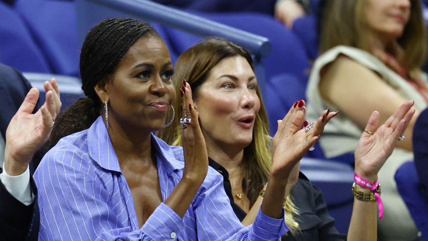Michelle Obama en la grada durante el US Open. (Reuters/Peter Powell)