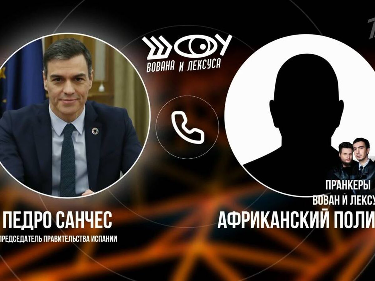 Foto: El momento de la llamada a Pedro Sánchez en el programa ruso. (Canal 1)
