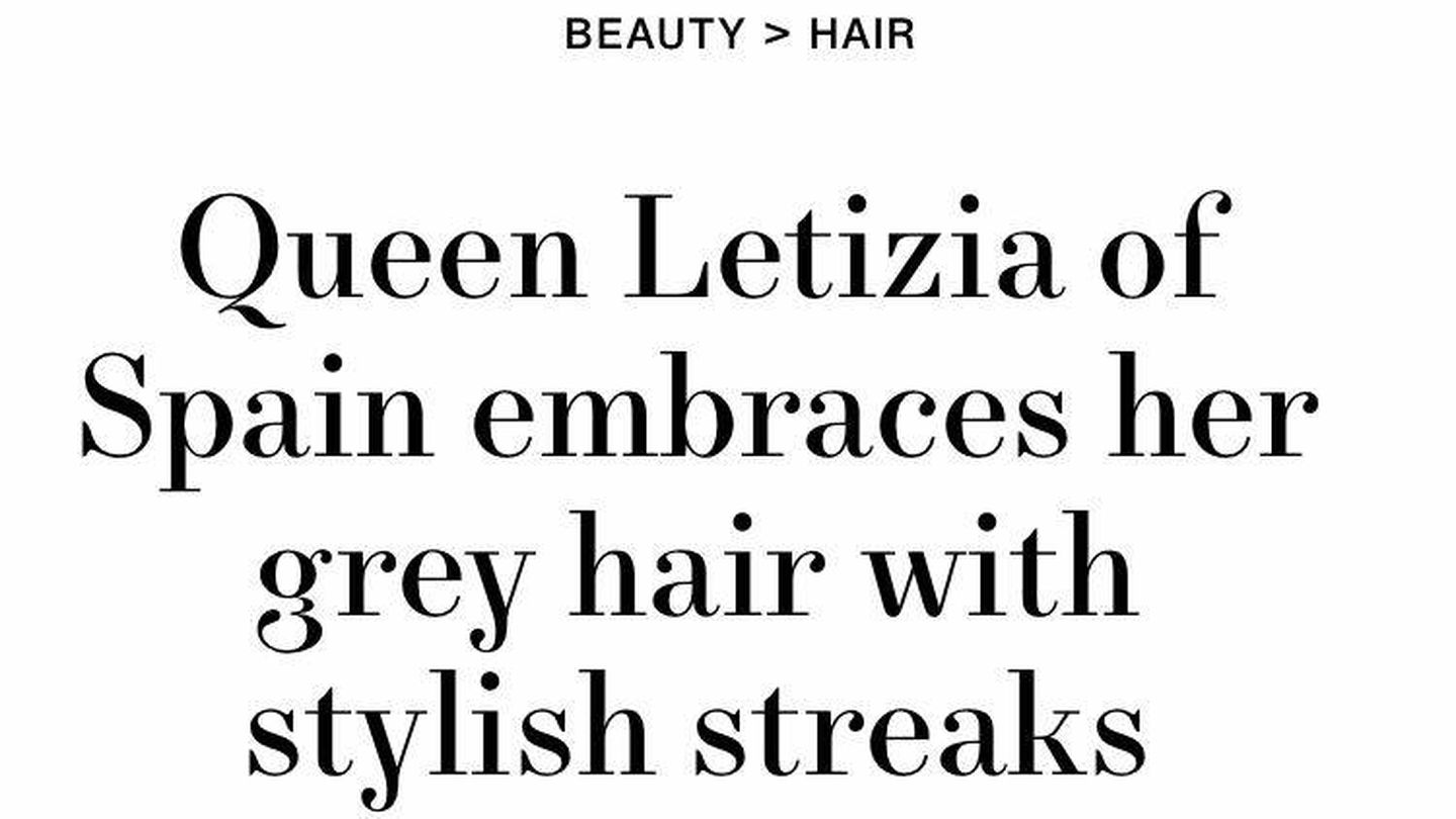 Titular de 'Harpers Bazaar UK' sobre la melena de la reina Letizia. (Captura de pantalla)