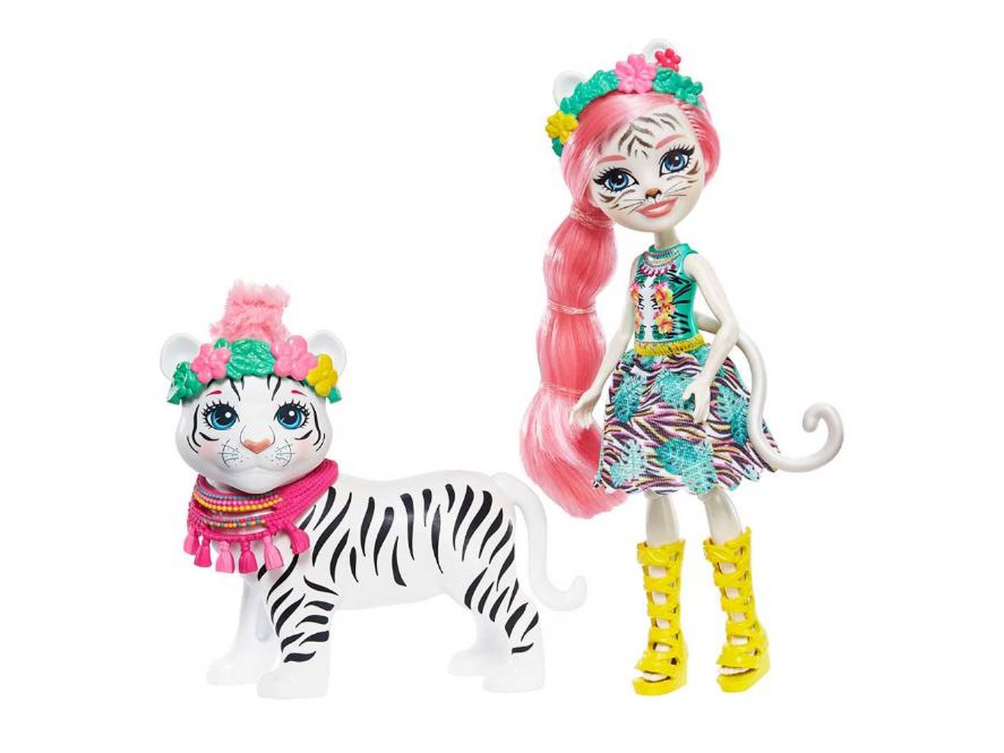Muñeca Enchantimals Tadley Tiger con mascota Kitty White Tiger y accesorios