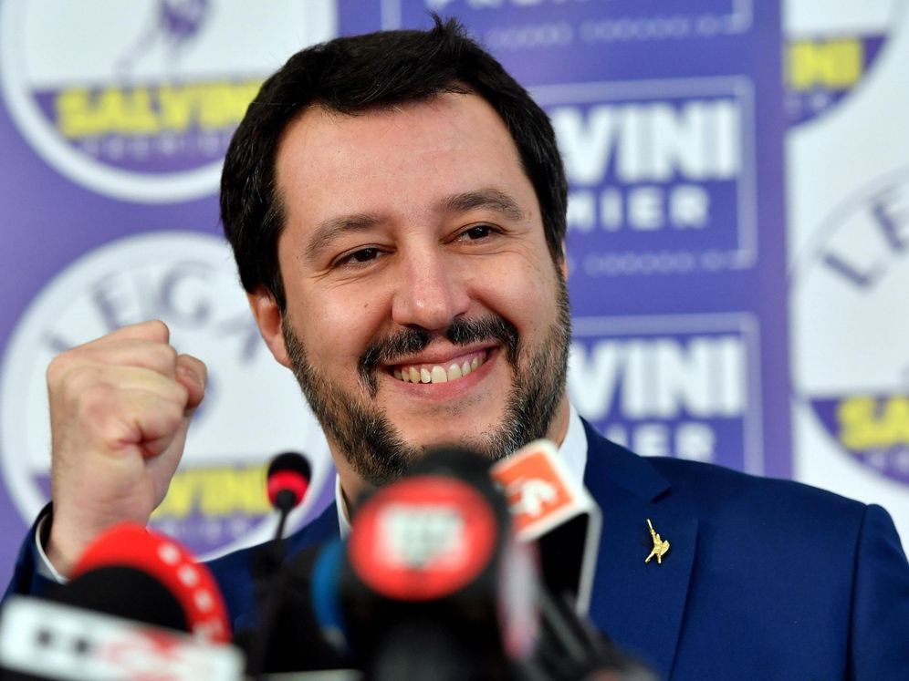 Foto: Mateo Salvini en una rueda de prensa de la Liga Norte. (Efe)