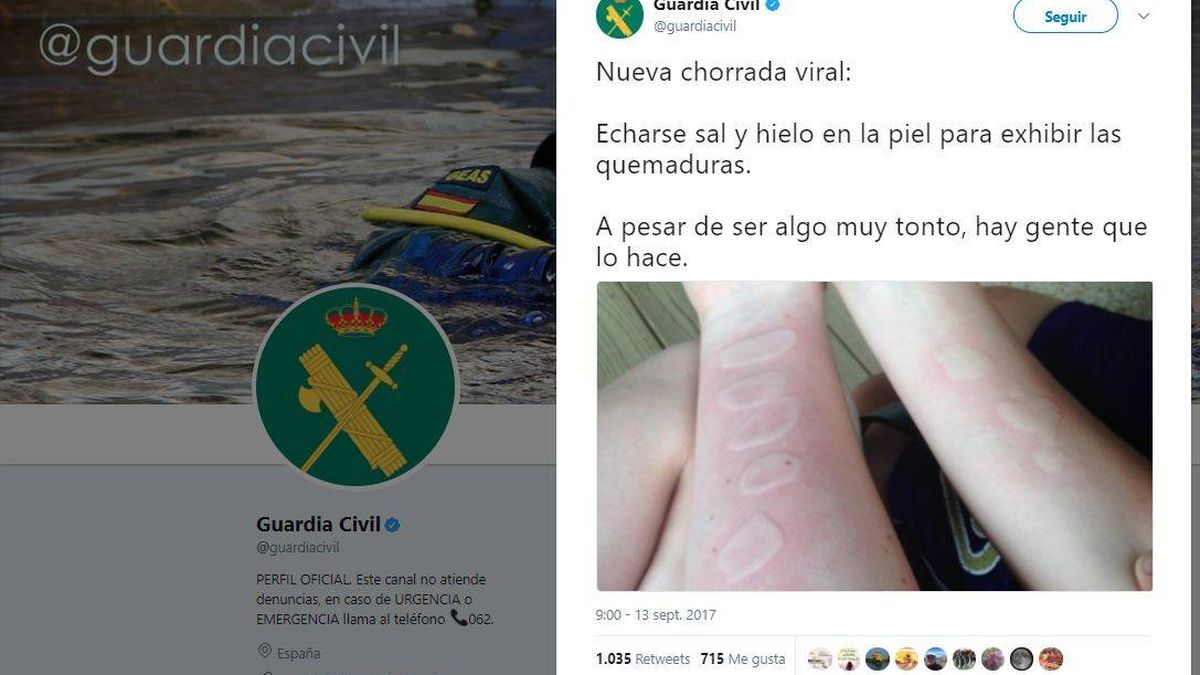 Así es como la Guardia Civil viraliza en Twitter peligros que ni han llegado a España