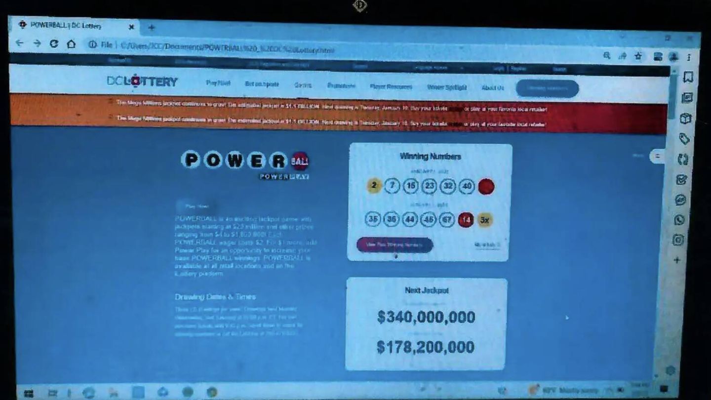 Captura de la pantalla mostrando los números premiados (Rick Evans)