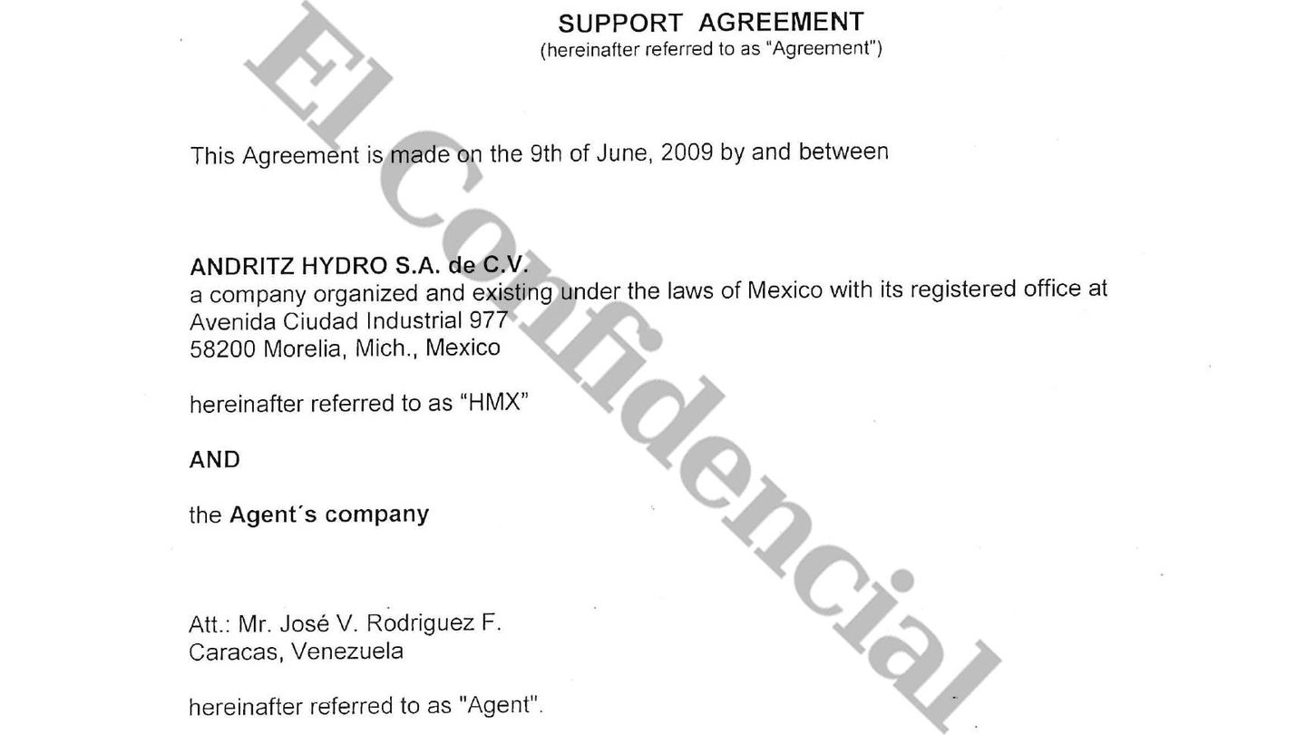 Captura del contrato firmado por Andritz y uno de los consultores.