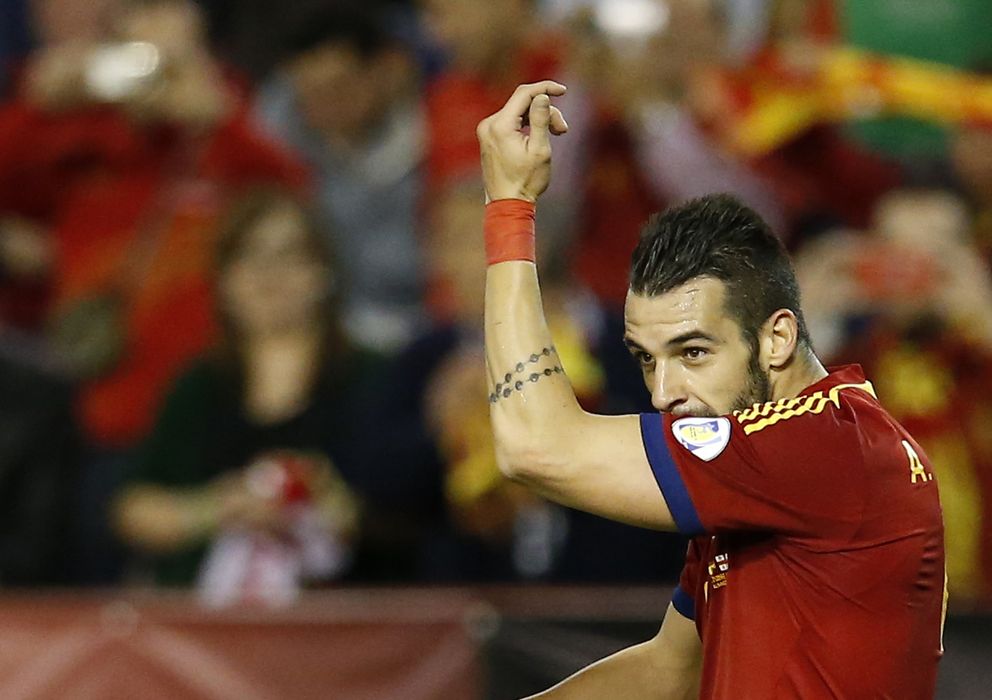 Foto: Álvaro Negredo celebra el gol ante Georgia (Reuters). 