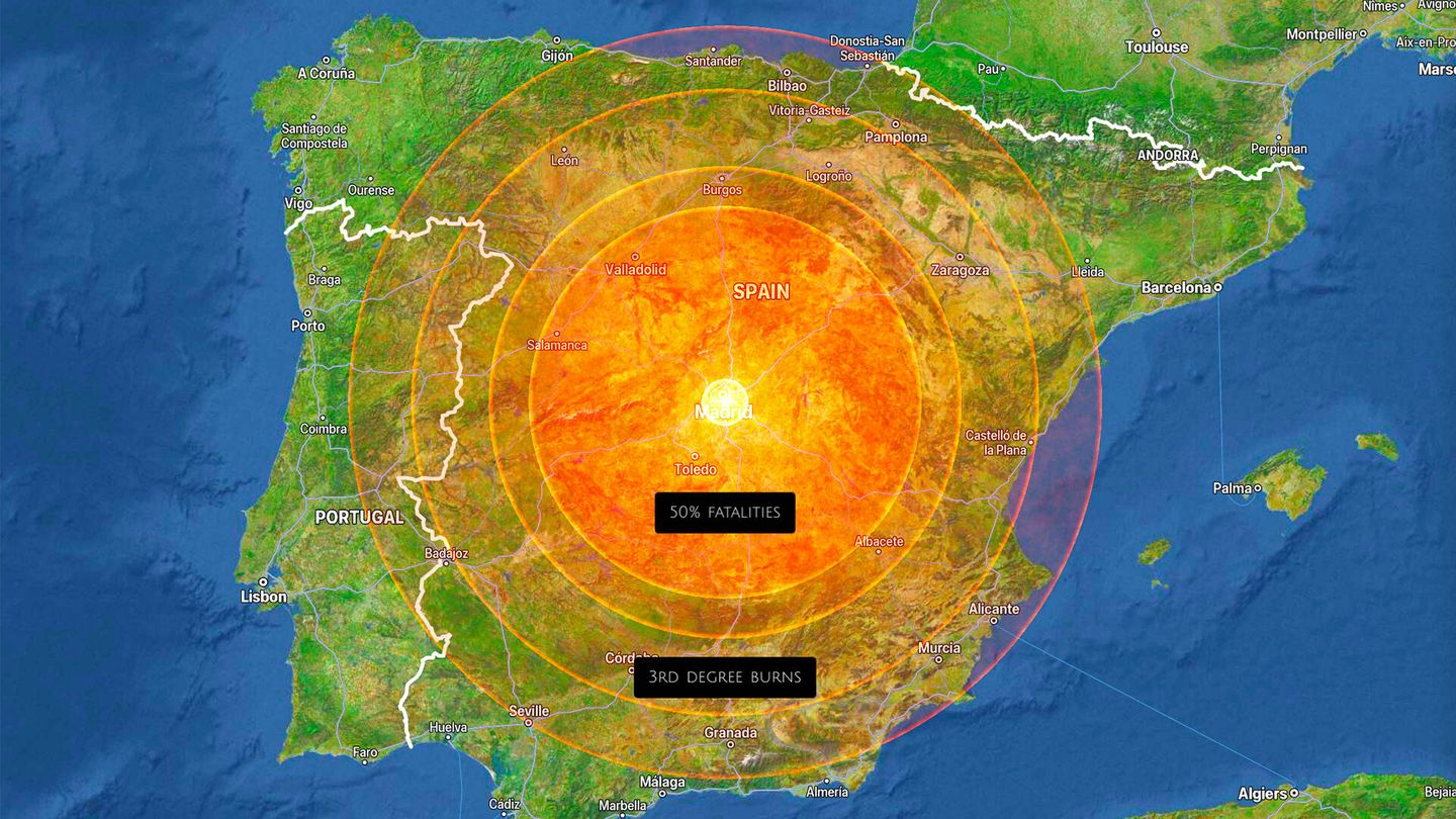 El impacto sobre Madrid de un asteroide de hierro de 1,6 kilómetros de diámetro prendería fuego a gran parte de la Península Ibérica. Sin embargo, los asteroides más temibles son los más pequeños que no tenemos catalogados.