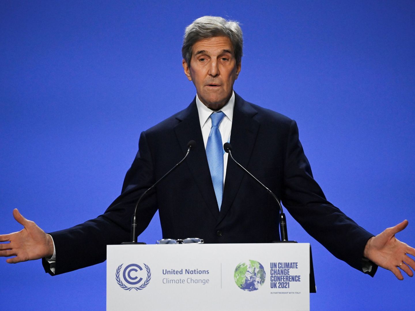 John Kerry, durante su comparecencia en la COP26. (Reuters)