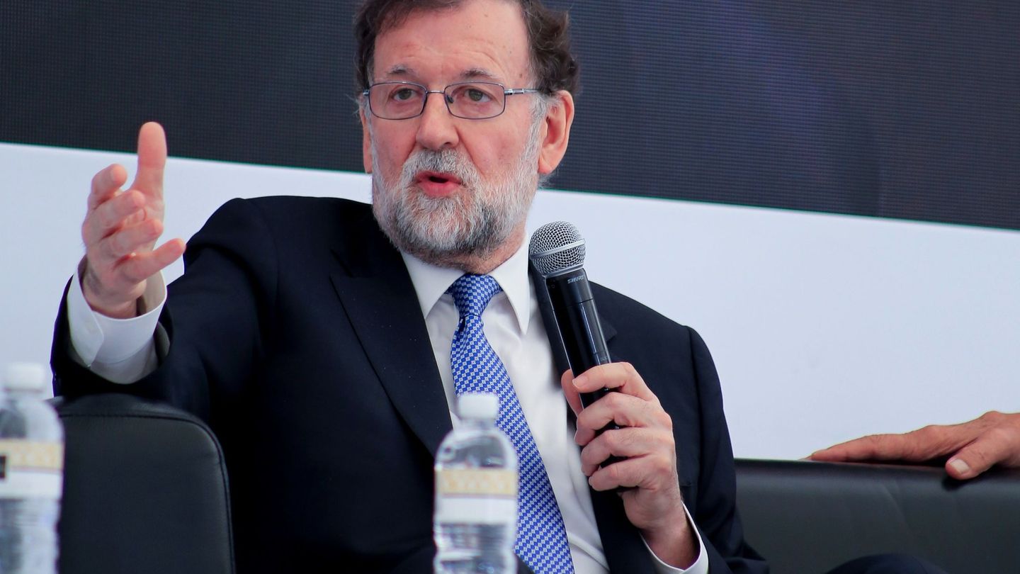 El expresidente del Gobierno Mariano Rajoy en una conferencia en San Cristóbal (México). (EFE)
