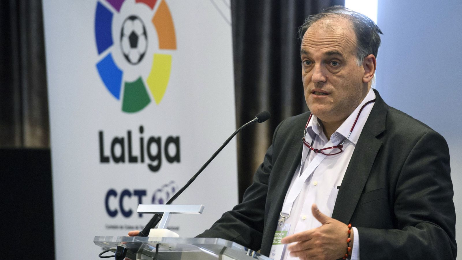 Foto: Javier Tebas en el I Congreso Nacional de la Comisión de Clubes de Tercera División. (EFE)