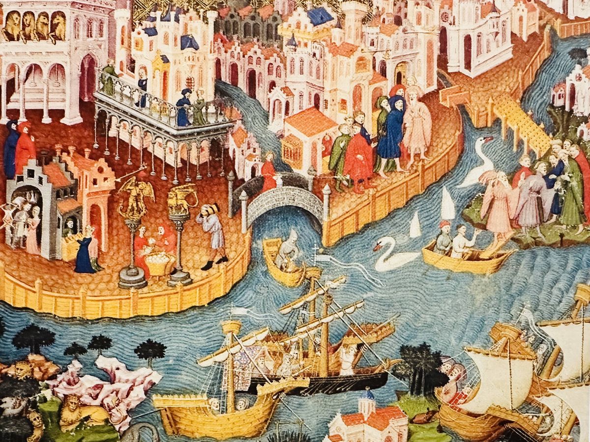 Foto: Una ilustración de Marco Polo saliendo de Venecia. (iStock)