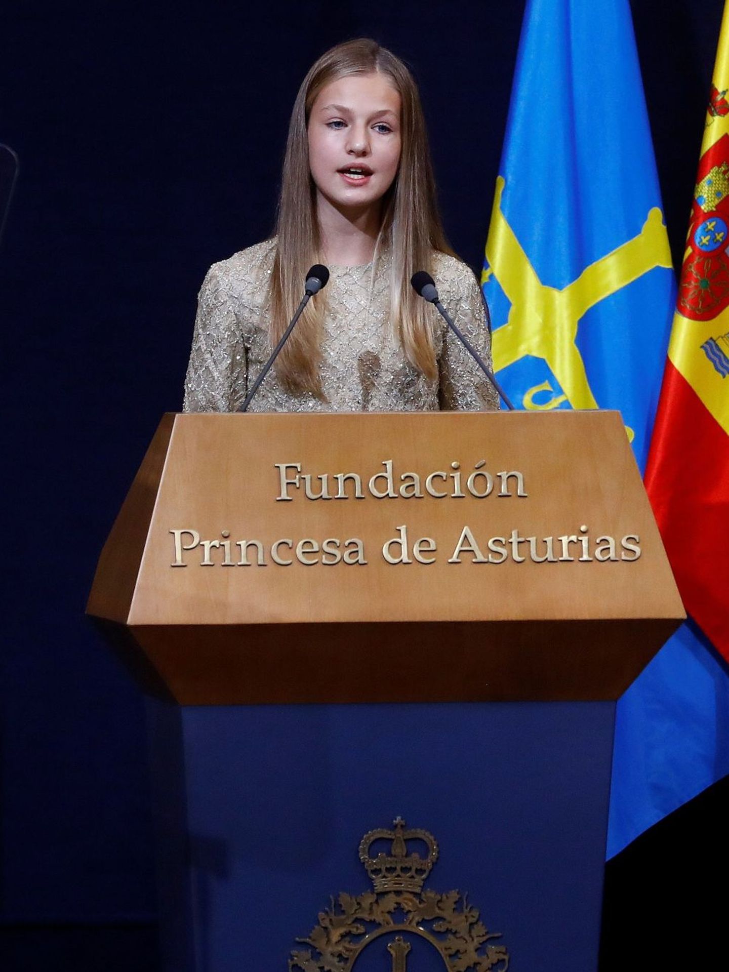 Leonor, en los Premios Princesa de Asturias. (EFE)