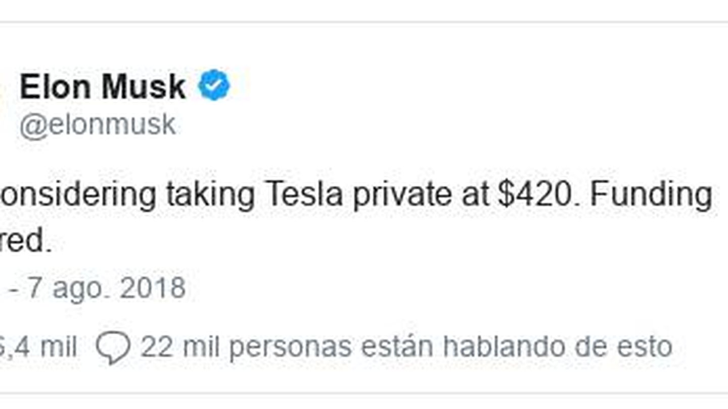 El famoso tuit de Elon Musk(Foto: Twitter)