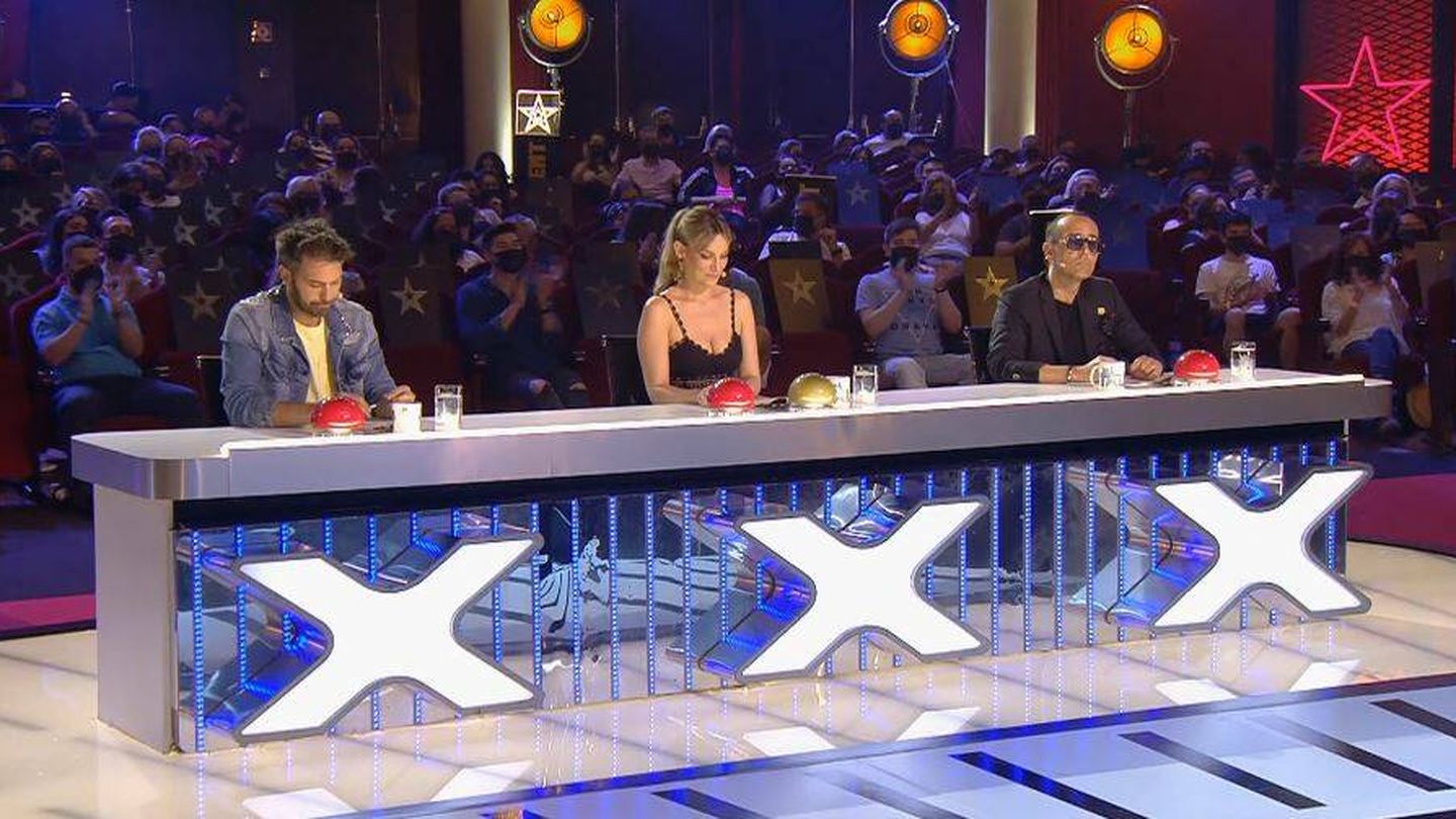 Dani Martínez, Edurne y Risto Mejide, en 'Got Talent'. (Mediaset España)