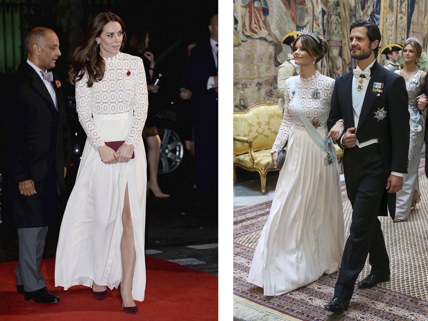 Kate Middleton en 2016 y la princesa Sofía este viernes. (Getty / Cordon Press)