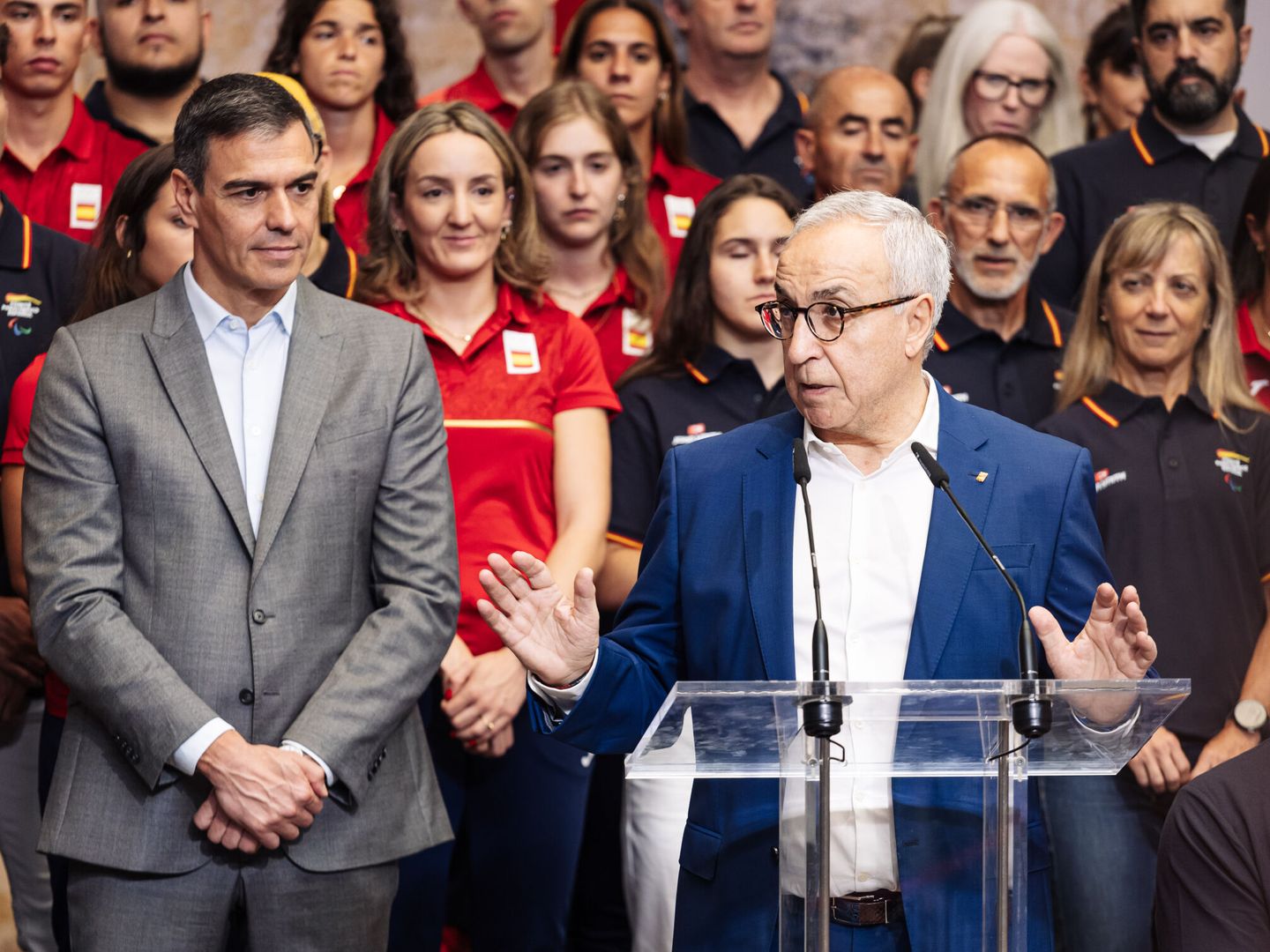 El presidente del Comité Olímpico Español, Alejandro Blanco, en la recepción a los equipos participantes en los Juegos Olímpicos y Paralímpicos de París. (Europa Press/Carlos Luján)