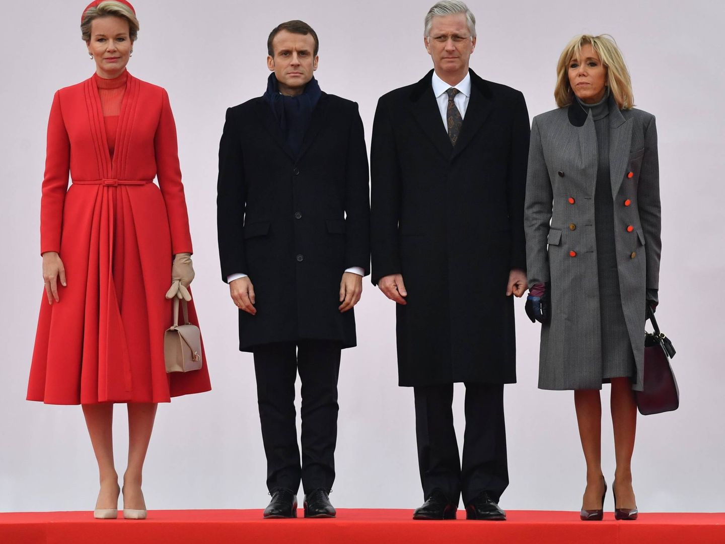 Los monarcas belgas durante la recepción de los Macron. (Cordon Press)