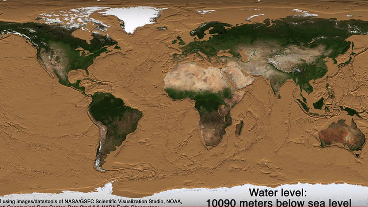 El vídeo que muestra cómo sería nuestro planeta si los océanos desaparecieran