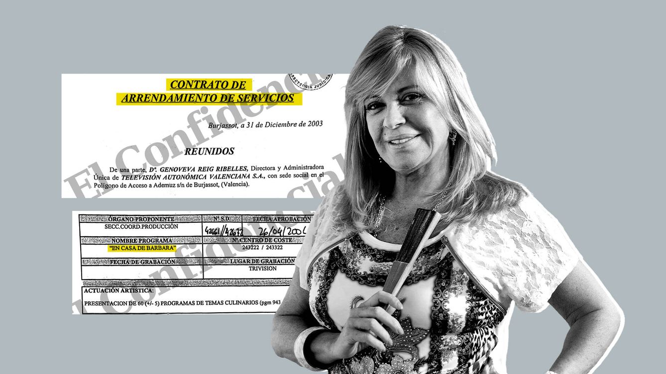 Foto:  Bárbara Rey y extractos del contrato. (EC Diseño)