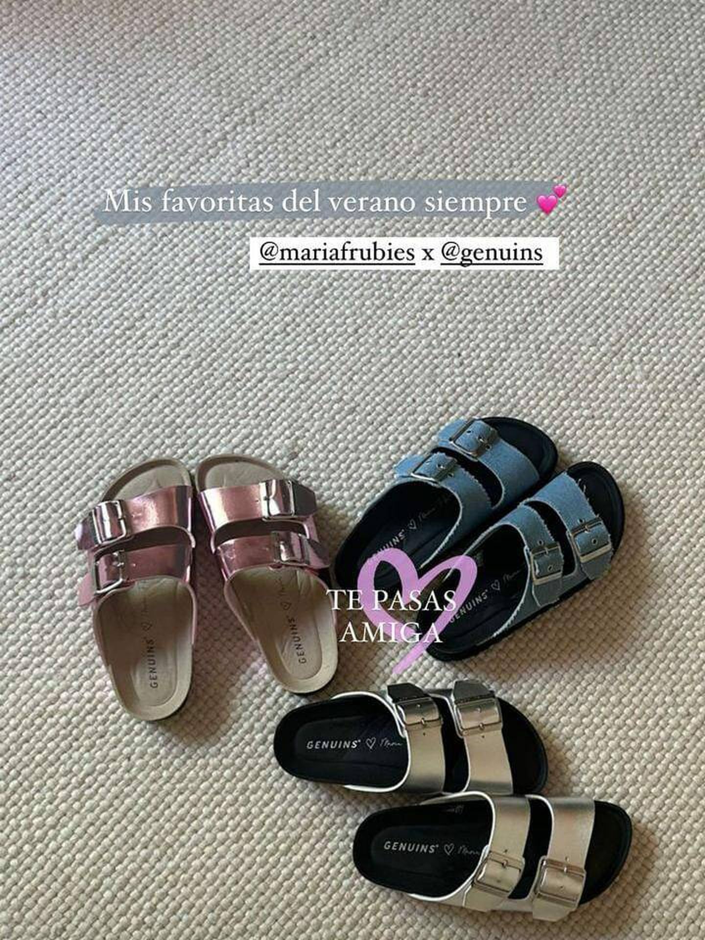 María Pombo ha enseñado las sandalias con las que triunfar este verano, diseñadas por Maria Frubies para la firma Genuins. (Instagram/@Mariapombo)