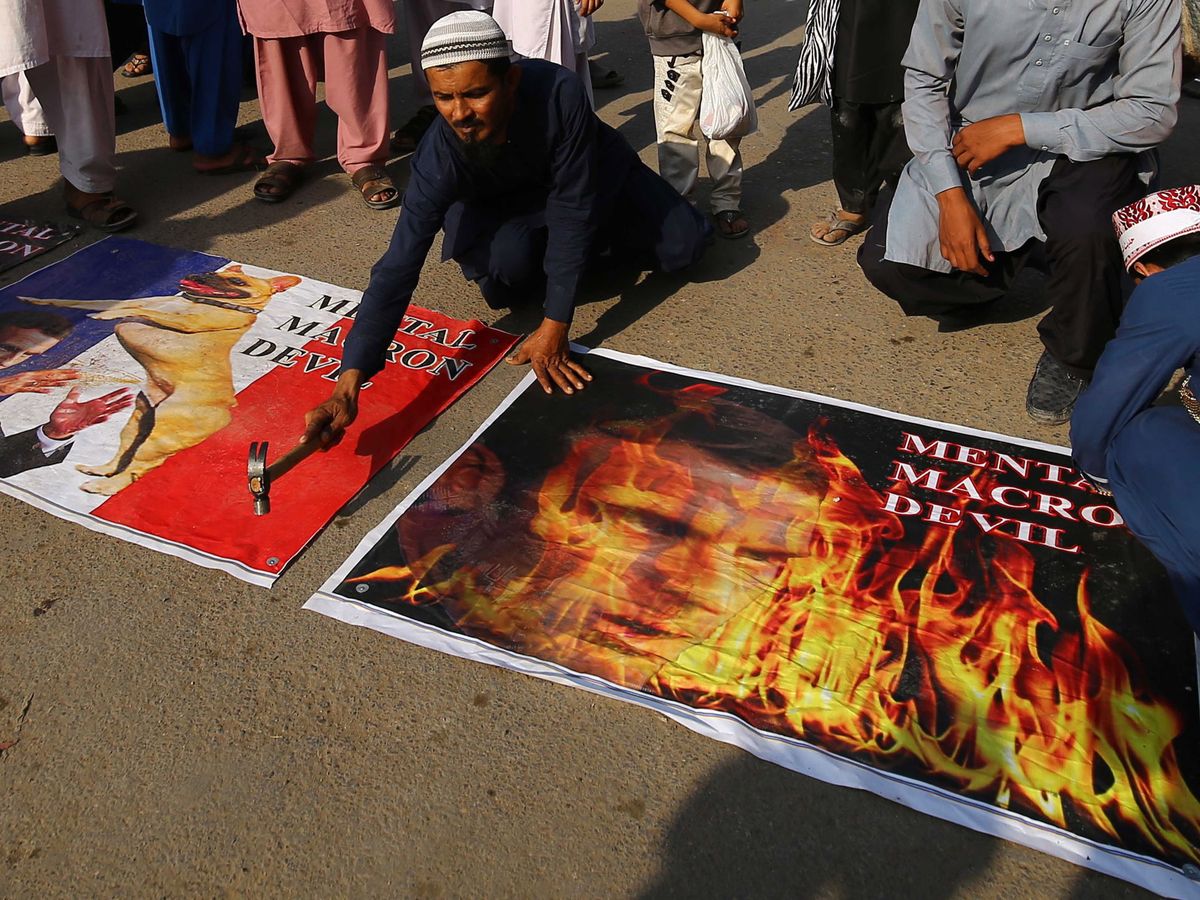 Foto: Protestas contra Francia y Macron en Karachi, Pakistán. (EFE)