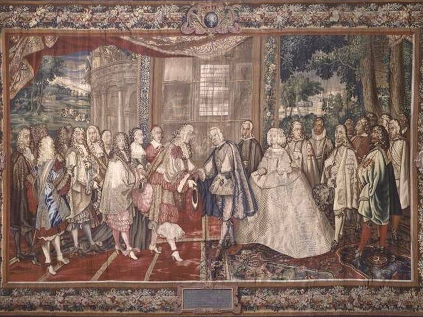 Encuentro de Felipe IV y Luis XIV a raíz del Tratado de los Pirineos.