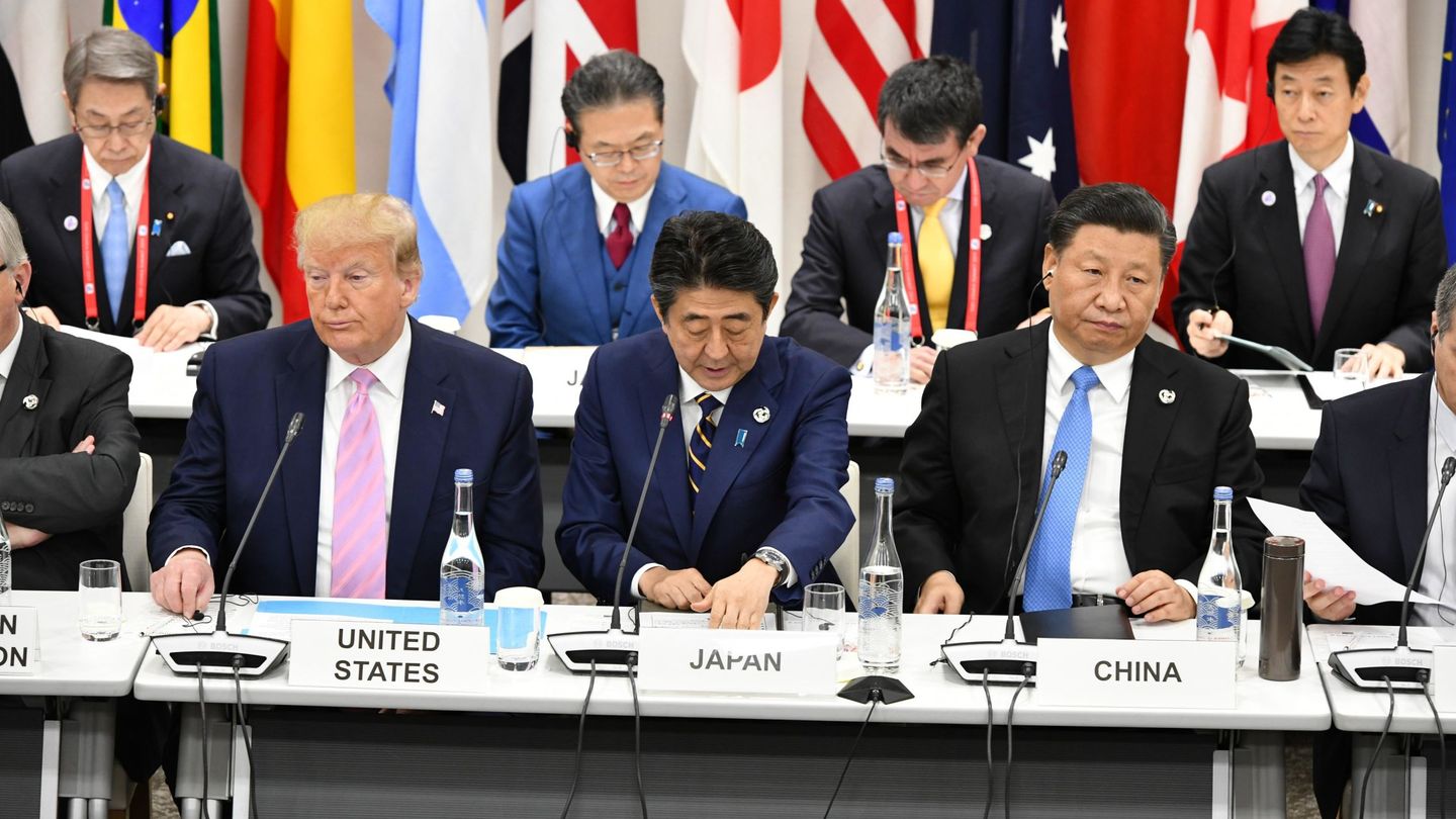 Los líderes de Estados Unidos, Japón y China, en la cumbre del G-20. (EFE)
