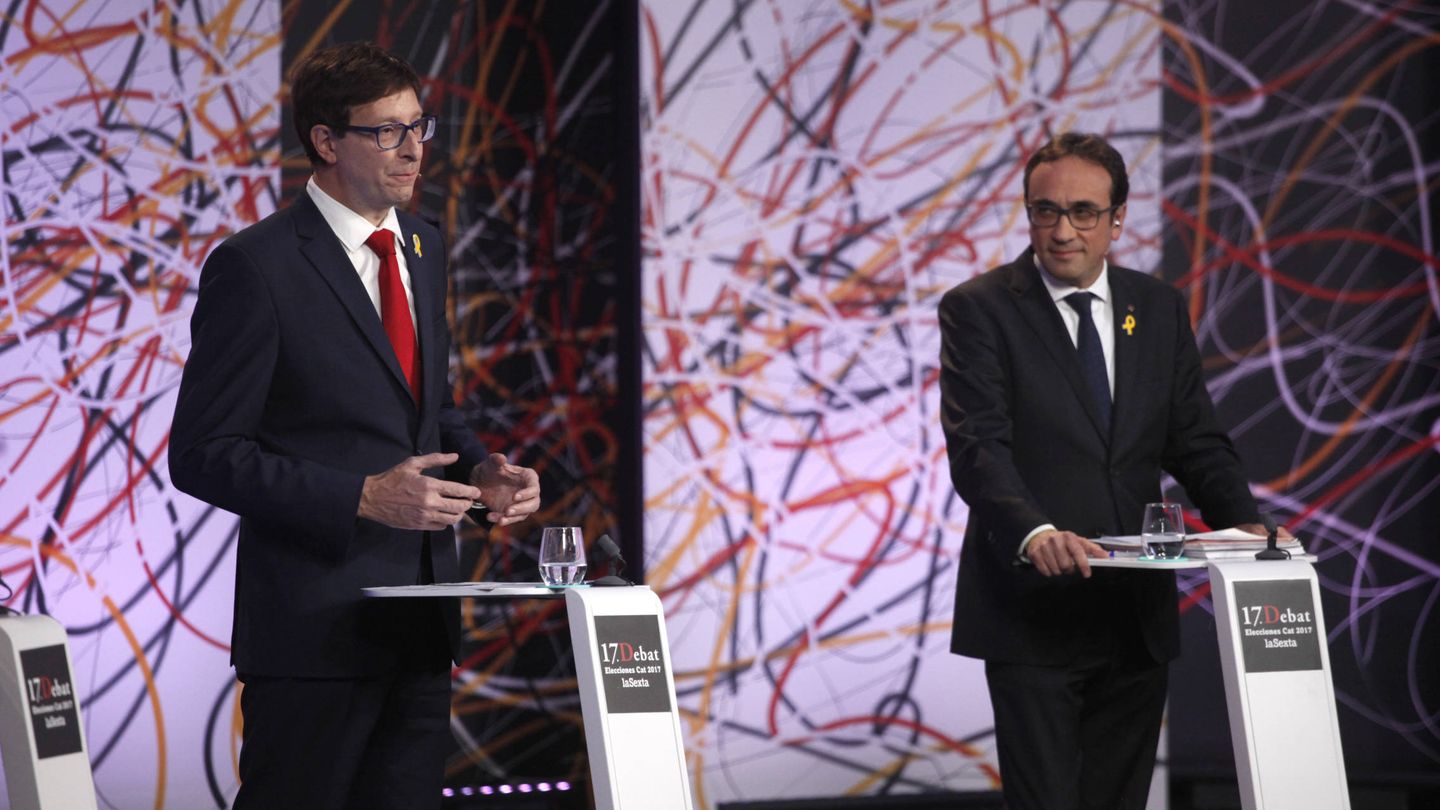 Carles Mundó (ERC, i) y Josep Rull (PDeCAT, d) durante el debate. (LaSexta)