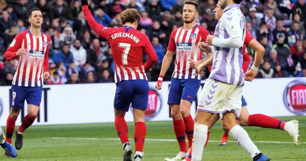 Foto: El baile de Griezmann tras marcar el segundo gol del Atlético de Madrid en Valladolid. (EFE)