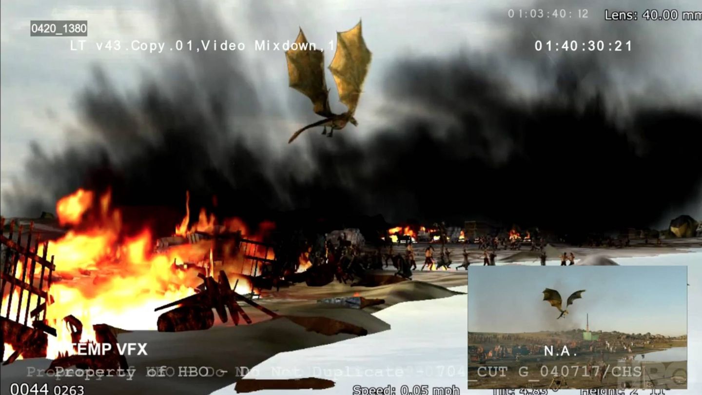 Imagen de la producción de las escenas de Drogon en 'Botines de Guerra'