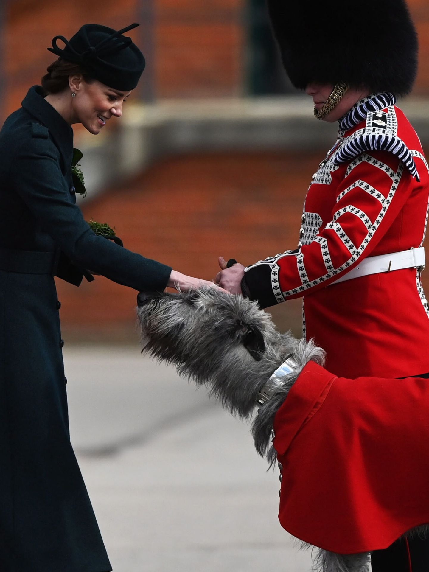 Kate, con el perro de la guardia irlandesa. (Reuters/Hannah McKay)